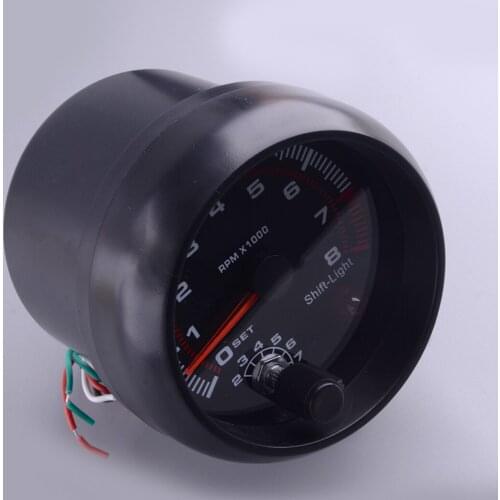 Universal Car 3.75" Tachometer Tacho Gauge Meter LED Shift Light Black 0-8000 RPM 12V
