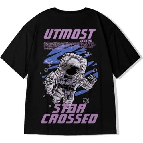 Hip Hop Streetwear Astronaut Printing T Shirt 2021 Men Harajuku Short Sleeve Fashion Trend Loose TShirt Tops Tees Plus Size 5XL
