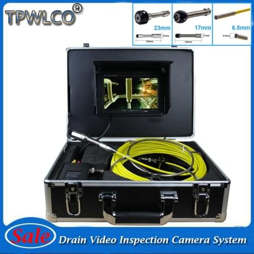 Waterproof 6.5mm/17mm/23mm Endoscope Pipe Inspection Camera 7” Monitor Drain Video Inspection Camera System 20m Cable With DVR
