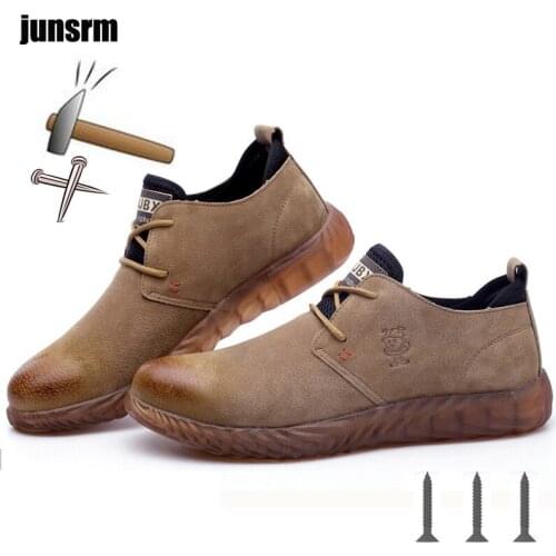 Pigskin safety shoes Martin mens fashion high-top leather welder protective work boots puncture-proof steel toe cap outdoor men