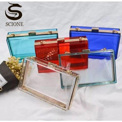 Women Evening Clutch Female Fashion Transparent Hand Bag Acrylic Clear Bag Party Purse Wedding Clutches ABS Crossbody Bag XA299