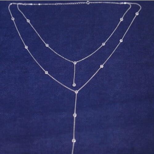 SLJELY Fashion Real 925 Sterling Silver Double Long Chain Necklace for Women Fine Dress Accessories Dinner Party Brand Jewelry