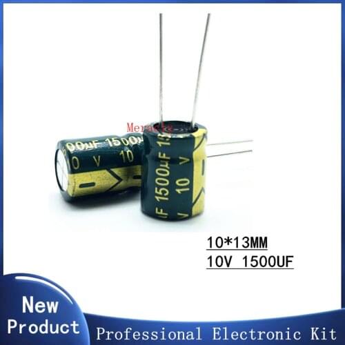 10pcs 10V 1500UF 20% High frequency and low impedance in-line aluminum electrolytic capacitors long life Brand new authentic