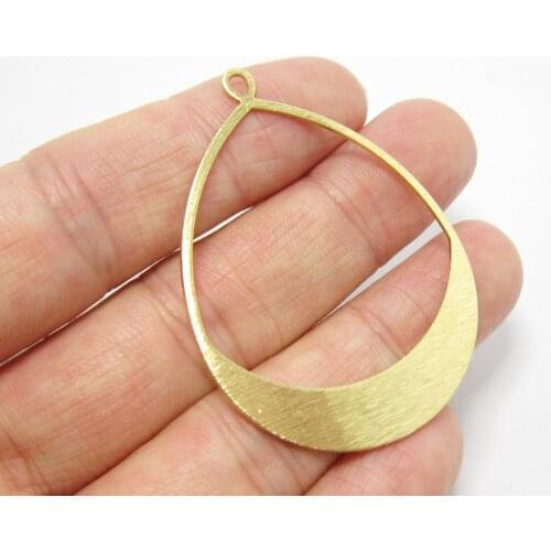 Brass drop charms 49x36mm Brass dangle earrings components Textured brass earrings findings -10pcs R1124