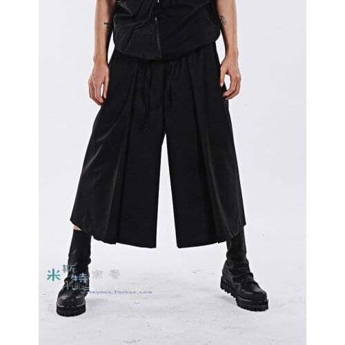 27-44 ! 2017 New Mens three-dimensional wide leg pants cropped pants fashion culottes male plus size trousers costumes clothing