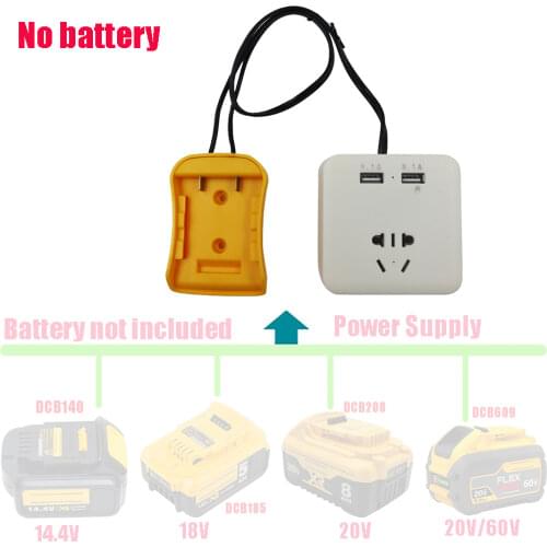 60W Car Power Inverter Modified Sine Wave DC to AC 220V USB Charger For Dewalt 14.4V 18V Li-ion Battery DCB140 DCB183 DCB206