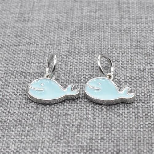 4 Pieces of 925 Sterling Silver Green Whale Charms with Enameled for Sea Ocean Bracelet Necklace