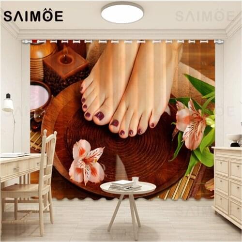 Spa Decor Curtains Massage Stone With Herbal Oil Scent Candles Hotel Living Room Bedroom Curtains Blackout Ultra Micro Shading