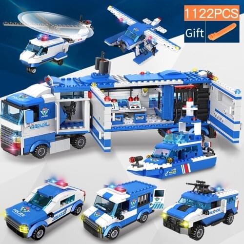 Toy 1122 Pcs City Police Station SWAT Building Blocks Car Helicopter House Truck Creative Bricks Toys For Boys