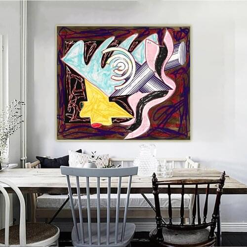 Frank Stella《A Hungry Cat Ate Up The Goat》Minimalism Canvas Oil Painting Art Poster Picture Wall Hanging Decorations Home Decor