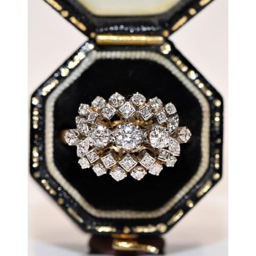 Perfect Vintage 14k Gold Original Natural Diamond Decorated Pretyy Strong Ring