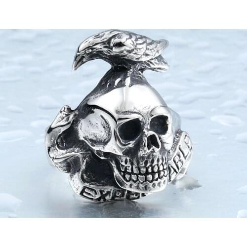 Stainless Steel Gothic Men Dark Crow Skull Ring Vintage Biker Rings Cool Male Punk Hip Hop Jewelry Dropshipping Store