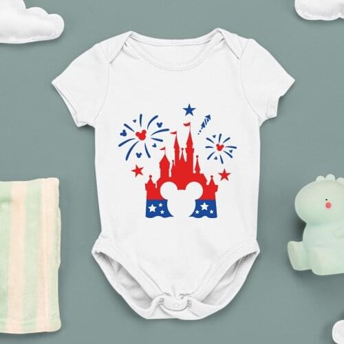 Disney Series Toddler Jumpsuit 0-24M Mickey Mouse Head Short Sleeve Dropship Baby Girl Boy Onesie Kawaii Fashion White Black