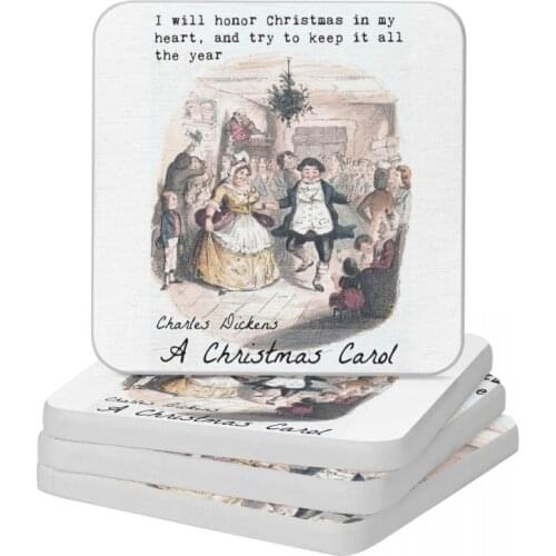 A Christmas Carol Diatom Square Round Coaster Heat Insulation Cup Bonsai Mat Soap Toothbrush Pad Wholesale 10x10cm