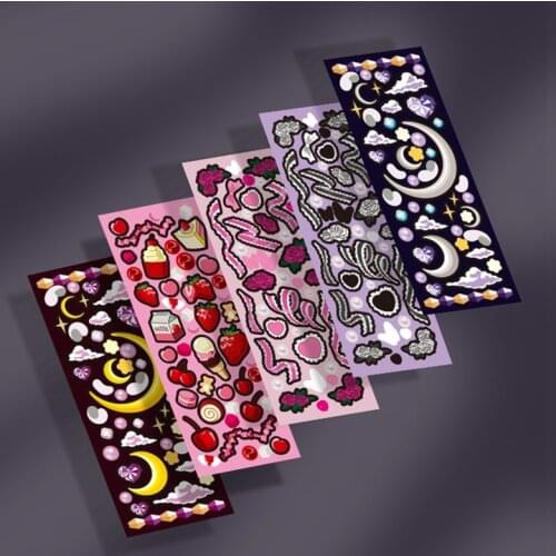 Moon Rose Ribbon Scrapbooking Paper Stickers Set Mark Label Seal DIY Diary Mobile Adhesive Craft Decoration Supplies