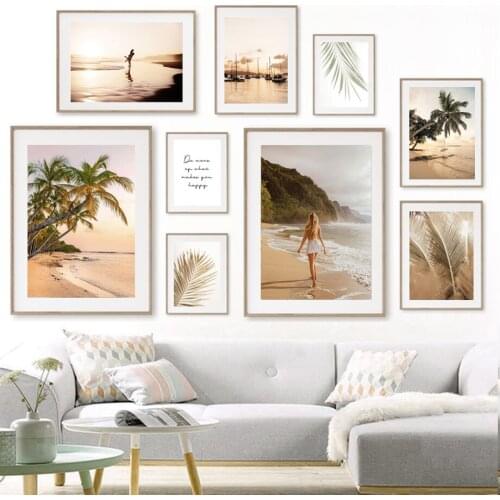 Sea Beach Reef Palm Sexy Girls Quote Boat Wall Art Canvas Painting Nordic Posters And Prints Wall Pictures For Living Room Decor