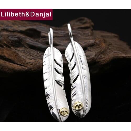 Men Pendant 925 Sterling silver Ethnic Vintage Eagle Feather Necklace Pendant Christmas gift Fine Jewelry FP14