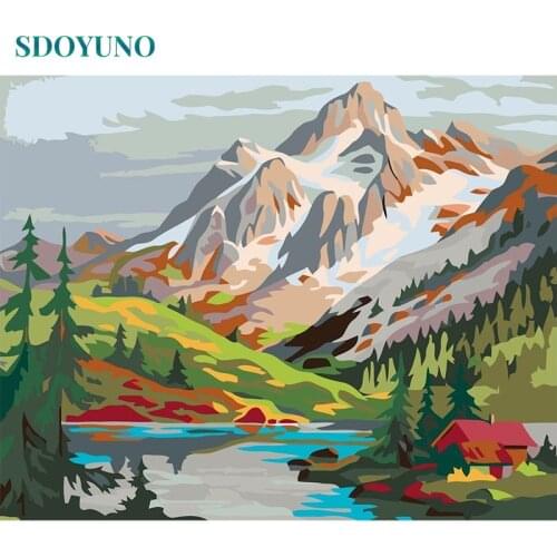 SDOYUNO Oil Painting By Numbers Scenery DIY Oil Paint By Numbers On Canvas Landscape 60x75cm Frameless Draw Numbers Home Decor