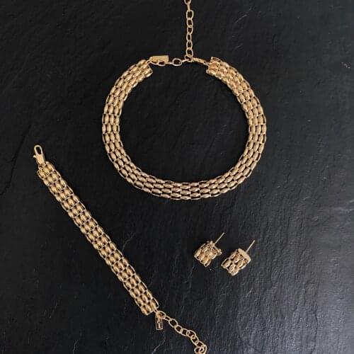 GULCE DERELI, NECKLACE - STUD EARRINGS - BRACELET SET, CHIC SET, GIFT BOX, GOLD/SILVER PLATED