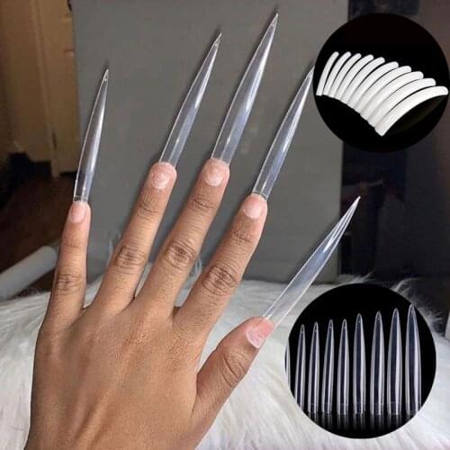 XXL Extra Long Stiletto Half Cover Fake Nail Tips False Nail Manicure Transparent Clear Nail Extension Tools Salon False Nails