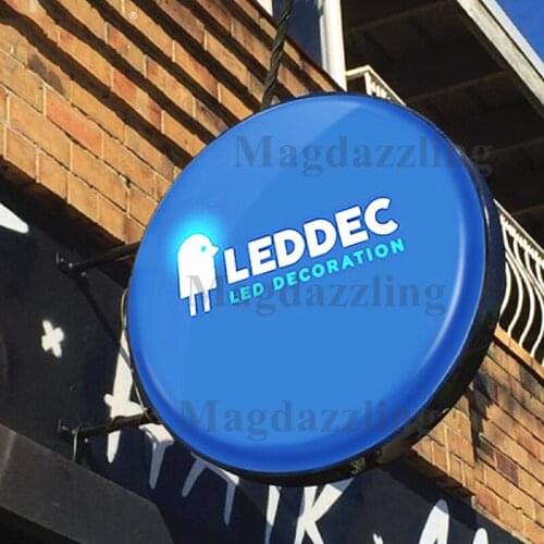 OUTDOOR WATERPROOF ADVERTISING DISPLAY LED ROUND LED ILLUMINATED PROJECTING LIGHTBOX SHOP SIGN DOUBLE SIDE BLACK COLOR