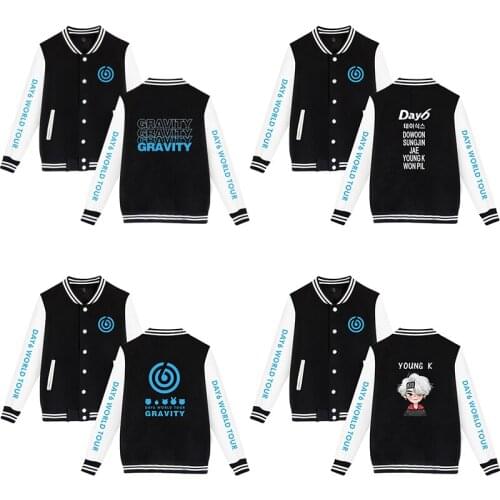 New Fashion Print Kpop DAY6 World Tour GRAVITY Baseball Jacket Coat Men Women Hoodie Sweatshirt Tops Long Sleeve Hoodies Jackets
