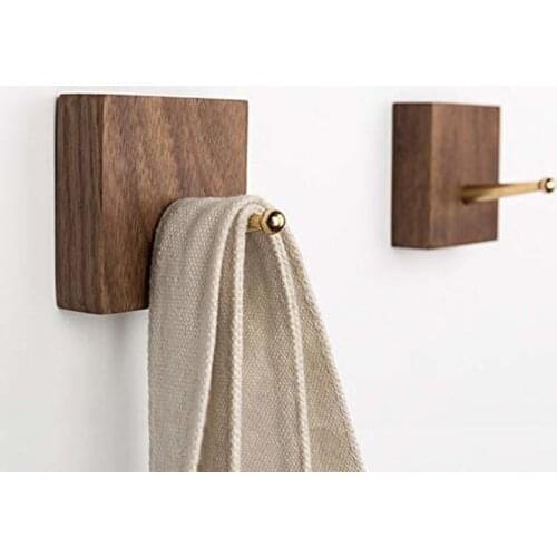 New Strong seamless hook wooden bedroom wall hook hook hook hook door solid wood creative Japanese hook