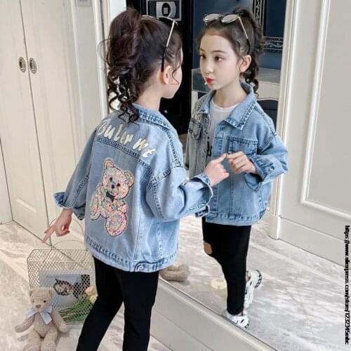 Autumn Kids Cartoon Bear Denim Jacket Coats Clothes For Baby Boys Jean Outerwear Tops Childrens Casual Jackets Clothing