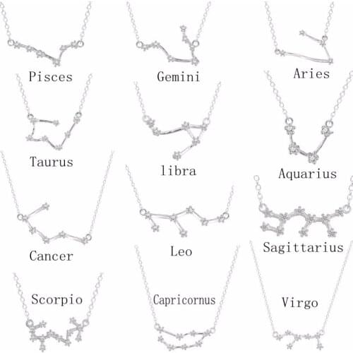 QIAMNI 12 Star Zodiac Signs Constellation Horoscope Astrology Galaxy Necklace Birthday Gift for Women Men