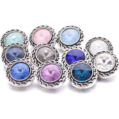 Retro 18mm Snap Buttons Jewelry Assorted Rhinestone Metal Colorful Snap Button DIY Bracelet Necklace Ginger Charms Jewelry
