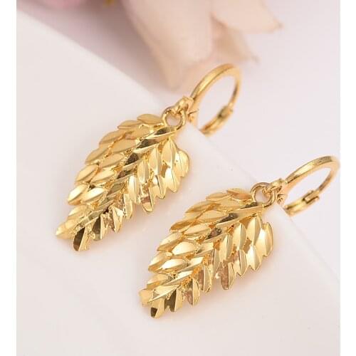 Dubai Vintage Statement Fashion african Gold Color Leaf Drop Earrings For Women Accessories Earrings Jewelry Brincos girls gift