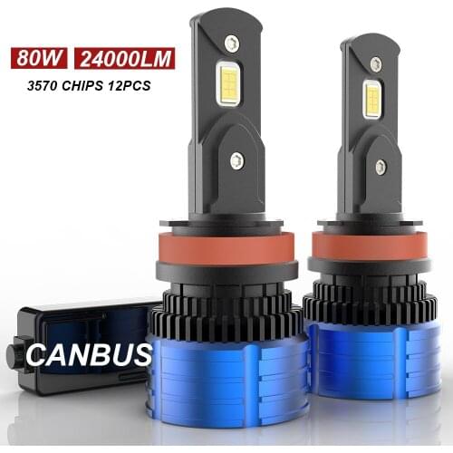 H1 H4 H7 Led Canbus No Error Lamps H8 H9 H11 Headlight Bulbs 24000LM 80w H16 JP HB3 9005 HB4 9006 Car Lights 6000K Super Bright