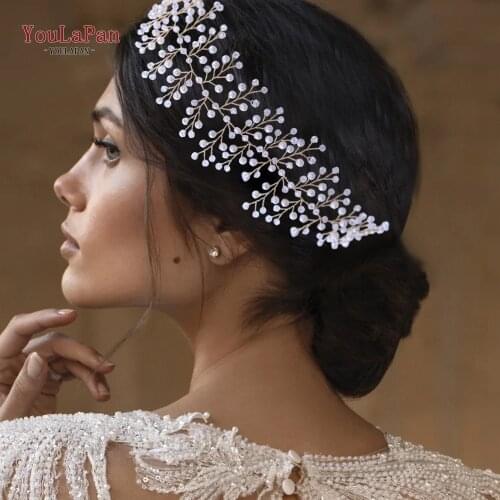TOPQUEEN HP55 Bridal Hair Accessories Crystal Pearl Bridal Headbands Wedding Hair Vines Bridal Head Band Handmade Headpieces
