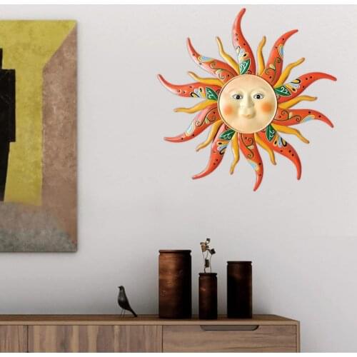 3D Unique Sun Wall Art Decoration Metal Wrought Paint Function Waterproof Ornaments For Courtyards Garden Background Walls Gifts