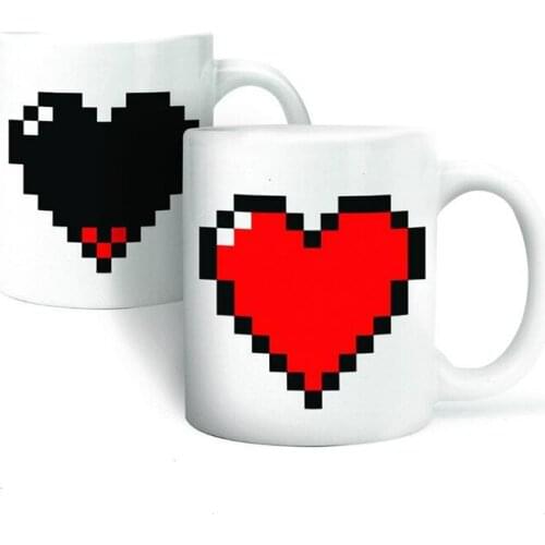 Magical Heart Magic Mugs,Red Temperature Changing Cup,Color Chameleon Mugs Heat Sensitive Cup Coffee Tea Milk Mug Novelty Gifts