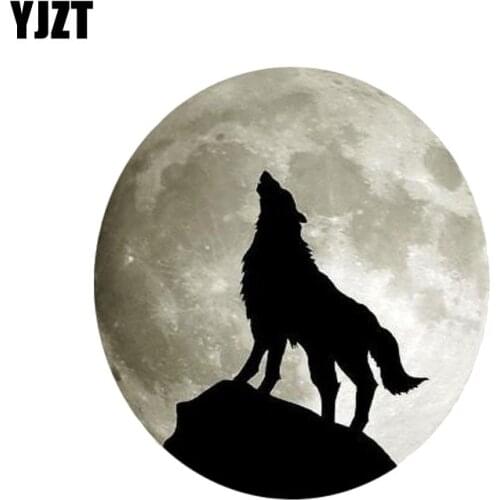 YJZT 12CM*12.7CM Funny Wolf And Moon PVC Motorcycle Car Sticker 11-00478