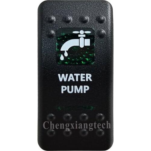 Green Printed Switch Cap - WATER PUMP - for 12V 20A 5Pin On Off SPST Led Light Bar Car Boat Rocker Switch, COVER Only