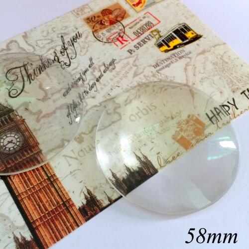 ZEROUP 1pcs/lot 58mm Handmade Clear Glass Cabochon Domed Round Jewelry Accessories