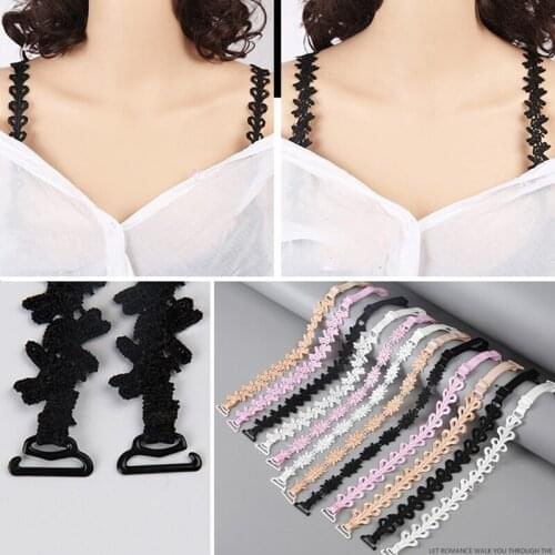 Womens Anti Slip Bra Strap Double-Shoulder Holder Buckle Belt Candy Colors Elastic Sweet Lace Adjustable Intimates Bra Accessory