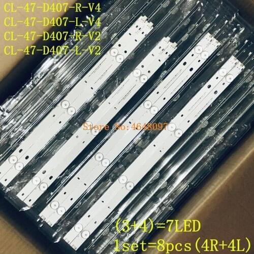 1SET=8PCS LED Strips R+L for Phi lips CL-47-D407-R-V4 CL-47-D407-L-V4 FOR 47PFL5708/F7 47PFG4109/78 47PFL3188 PT470H1-DUJFFE