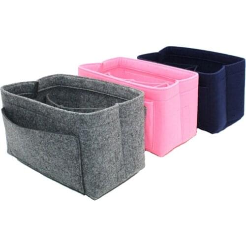 1PC Felt Fabric Cosmetic Bag Storage Pouch Multifunction Handbag Makeup Container Purse Insert Bags Organizer Case