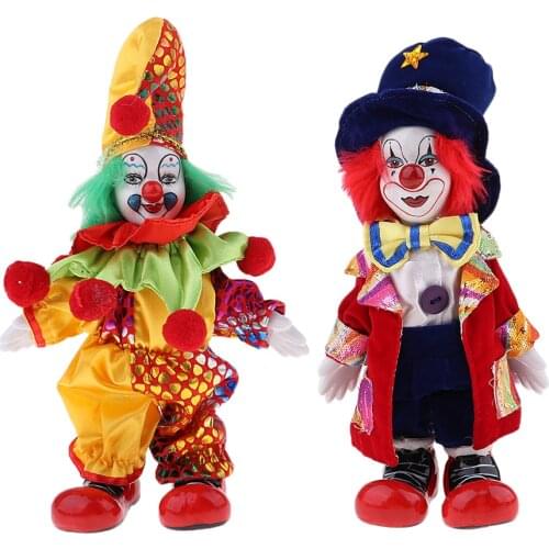 2pcs 18cm Cute Clown Porcelain Doll Halloween Decoration Home Table Desk Decor