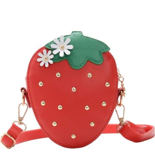 2020 Cute Strawberry Shape Crossbody Bag Summer Girls Portable Shoulder Bag with Bright Color Wear-resistant Multi-color Bags