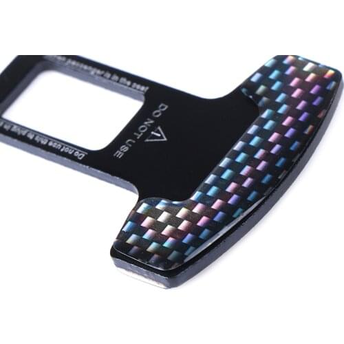 2x Universal Carbon Fiber Car Safety Seat Belt Buckle Alarm Stopper Clip Clamp