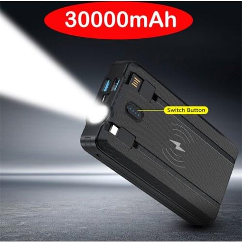 30000mAh Wireless Solar Power Bank for Xiaomi iPhone 12 Pro 11 Samsung S20 Poverbank Portable External Battery Charger Powerbank