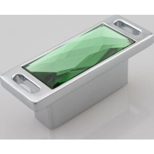 32mm fashion deluxe glass drawer cabinet knobs pulls green crystal dresser cupboard door handle 1.2" chrome furniture pulls