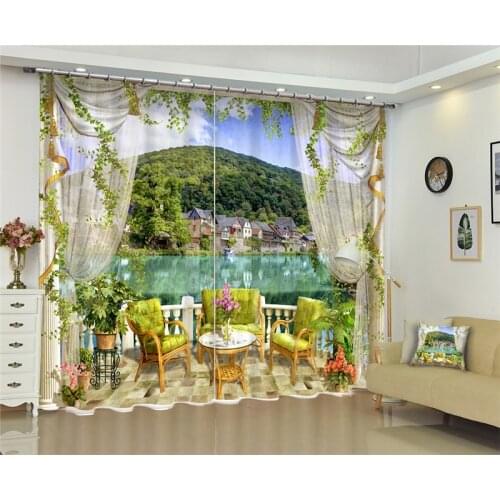3D Window Curtain Luxury Blackout Living Room office Bedroom Green Classicism Drapes Cortinas Rideaux Customized size pillowcase