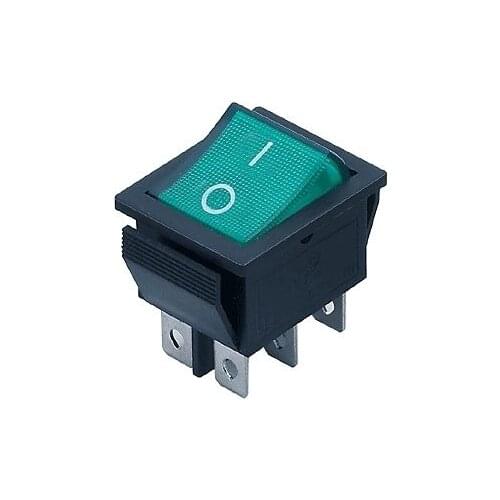 5pcs DPDT Green Indicator Light 6 Pin Rocker Switch