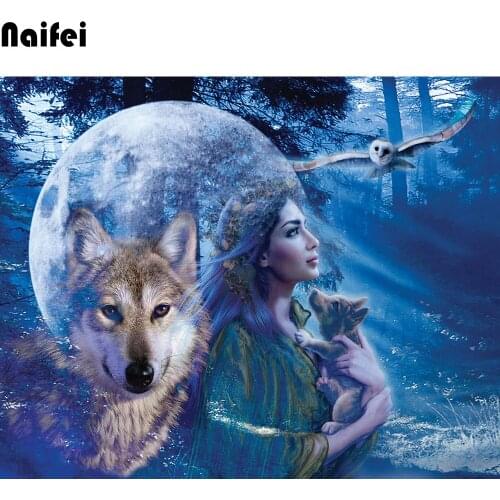 5D DIY Diamond Painting "Moonlit fairy owl wolf "Full Square New Arrival Diamond Embroidery Landscape Rhinestone Kit Home Decor