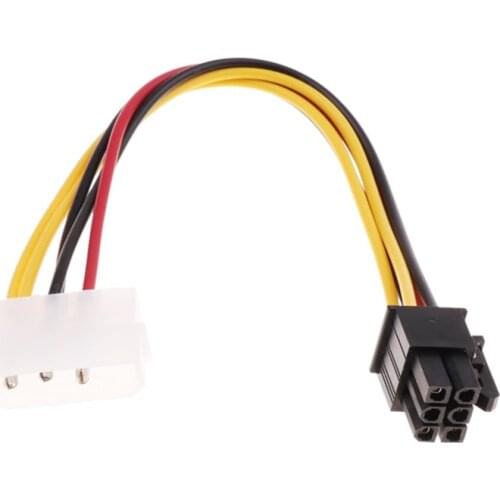 8inch 4 Pin Molex to 6 Pin PCI Express PCIE Video Card Power Converter Adapter Cable